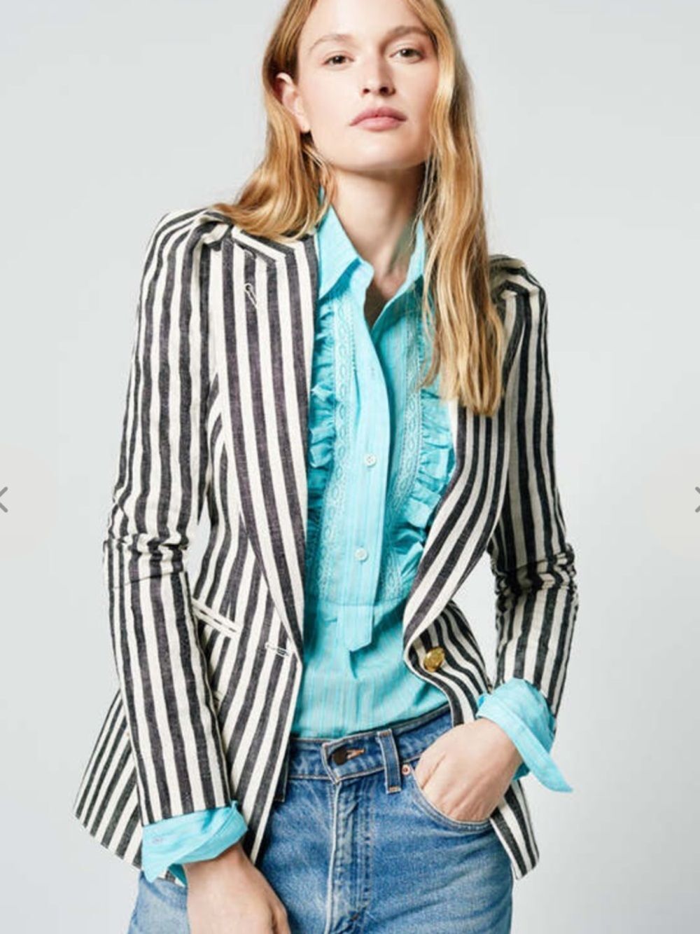 Smythe box pleated stripe blazer